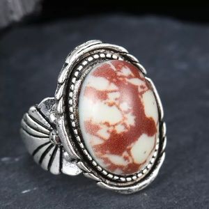 Bohemian Tiger Brown and White Turquoise Ring 7